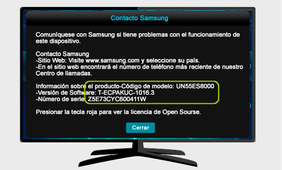 Finalmente aparecer&aacute;  el modelo y la versi&oacute;n del Software