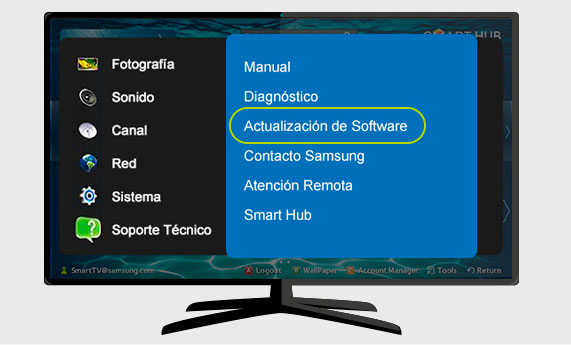 Despu&eacute;s elige Actualizaci&oacute;n de Software  